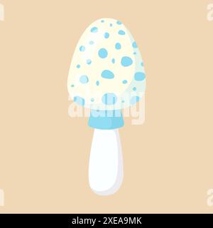White fly agaric. Poisonous mushroom. Vector illustration in flat style. Stock Vector