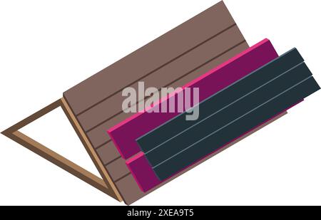 Building process with lumber materials for house renovation, isometric icon Stock Vector