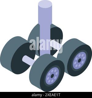 Airplane chassis landing gear with wheels isometric view isolated on white background Stock Vector