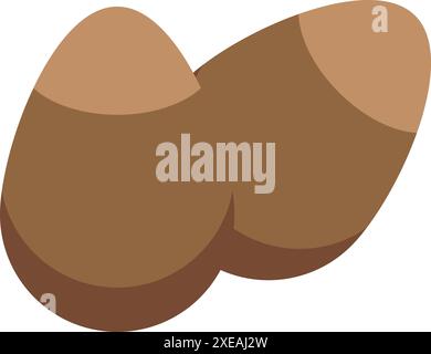 Two whole kiwi fruits are lying close together on a white background Stock Vector