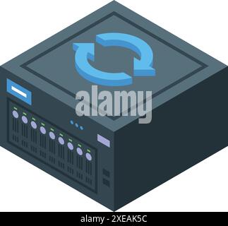 Server updating, data synchronization, server maintenance, backup and recovery concept Stock Vector