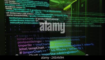 Image of computer languages moving over data server systems Stock Photo