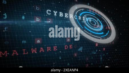 Image of data processing on navy background Stock Photo
