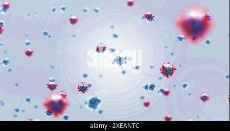 Image of virus cell floating over pink background Stock Photo