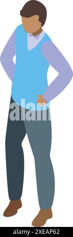 Young professional is standing with his hands on his hips, projecting an aura of confidence and capability Stock Vector