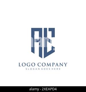 AT shield type logo design. Stock Vector