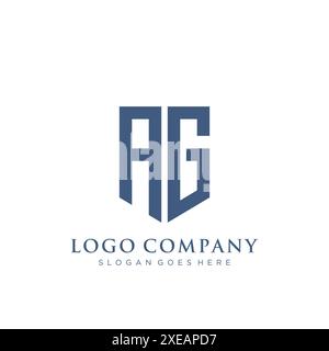 AG shield type logo design. Stock Vector