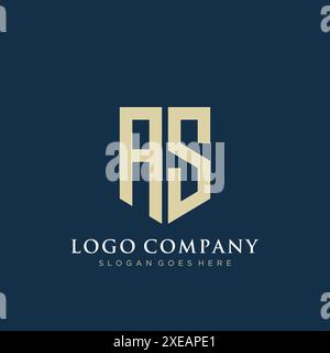AS shield type logo design. Stock Vector