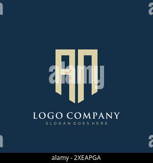 AN shield type logo design. Stock Vector