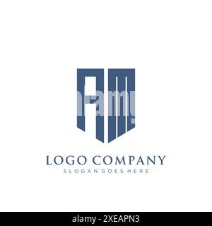 AM shield type logo design. Stock Vector