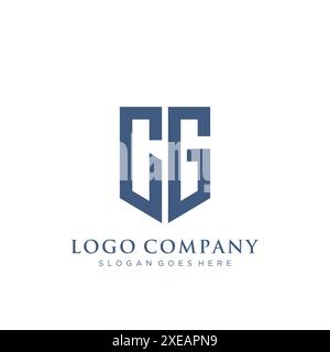 CG shield type logo design. Stock Vector
