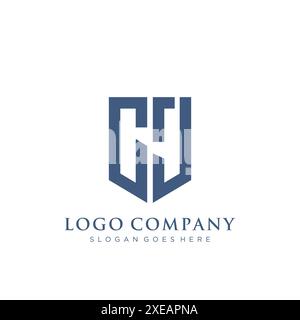 CJ shield type logo design. Stock Vector