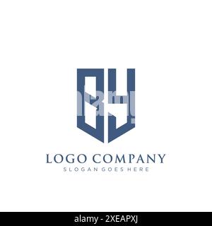BY shield type logo design. Stock Vector
