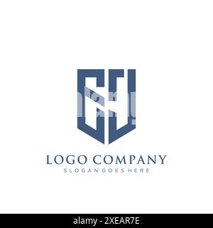EJ shield type logo design. Stock Vector