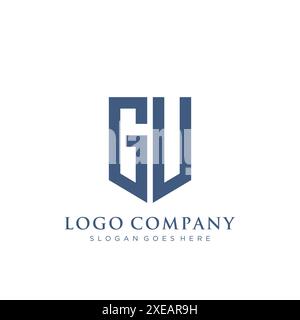 GU shield type logo design. Stock Vector
