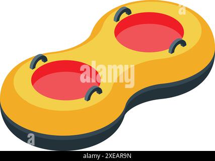 Yellow double swimming ring floating on water, perfect for illustrating pool party, summer vacation or water activities Stock Vector