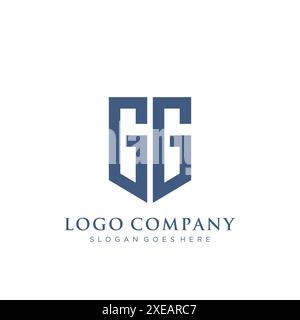 GG shield type logo design. Stock Vector