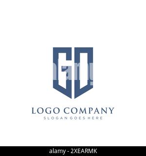 GO shield type logo design. Stock Vector