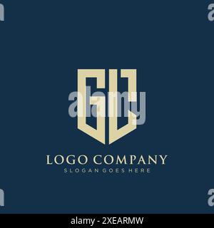 GL shield type logo design. Stock Vector