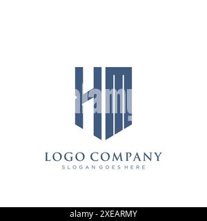 HM shield type logo design. Stock Vector