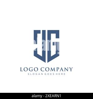 JG shield type logo design. Stock Vector