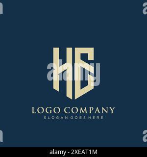 HE shield type logo design. Stock Vector