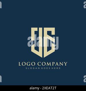 JE shield type logo design. Stock Vector
