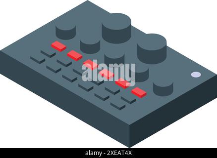 Professional digital audio mixer is enabling precise control over volume, tone, and other audio parameters Stock Vector