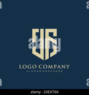 JF shield type logo design. Stock Vector