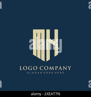 MK shield type logo design. Stock Vector