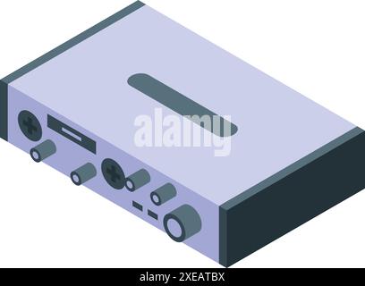 Professional digital audio sound mixer recording studio equipment isometric icon illustration Stock Vector