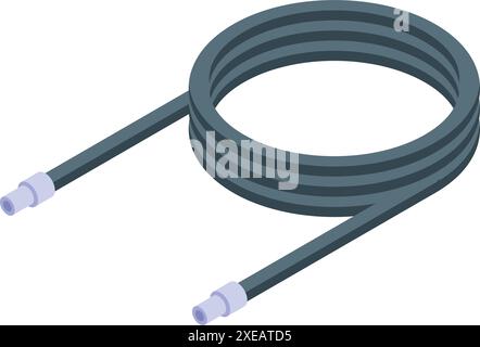 Flexible hose pipe connecting using special coupling isometric view isolated on white background Stock Vector