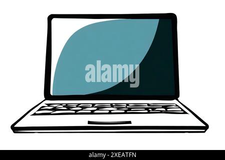 Graphic 2D drawing, laptop icon, illustration on white background. Stock Photo