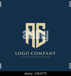 RE shield type logo design. Stock Vector