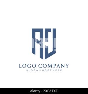RJ shield type logo design. Stock Vector