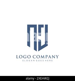 NJ shield type logo design. Stock Vector