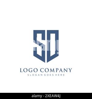 SO shield type logo design. Stock Vector