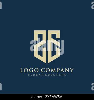 ZE shield type logo design. Stock Vector