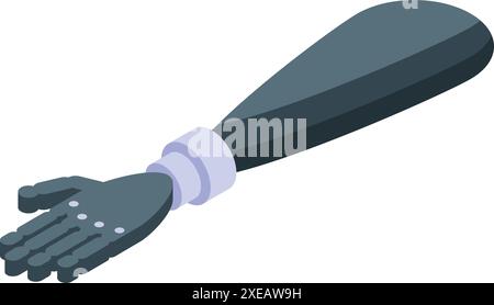 Modern bionic arm prosthesis with open hand gesture is ready for friendly handshake Stock Vector