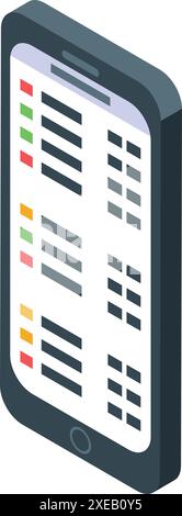 Smartphone displaying a project management app, organizing tasks and deadlines with color coded indicators Stock Vector