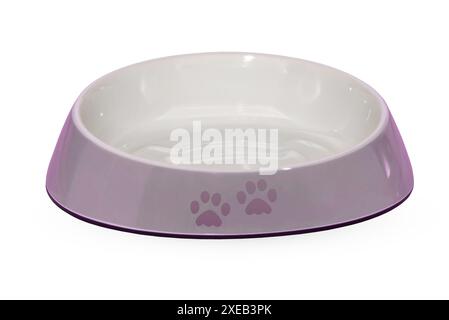 Empty pet bowl isolated on white background. Stock Photo
