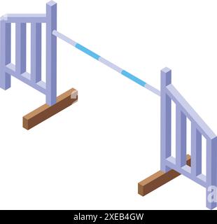 Blue and white show jumping obstacle being prepared for an equestrian competition Stock Vector