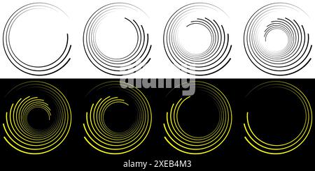 Dynamic transition illusion lines in a circle. Stock Vector