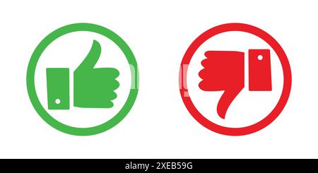 Thumb up and thumb down symbol. Positive and negative choice. Isolated illustration of like or dislike decision. Thumbs up and down flat icon. Stock Vector