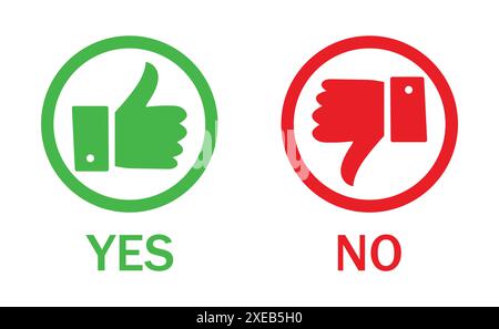 Yes or no choice. Like and dislike icons. Thumbs up and thumbs down symbols. Thumb-Up Thumb-Down Icons Isolated Collection. Yes or no symbol. Stock Vector