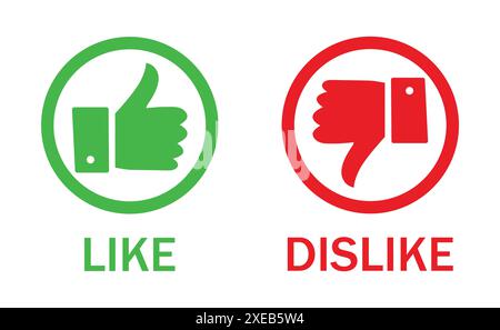 Like and dislike icons. Thumbs up and thumbs down symbols. Thumb-Up Thumb-Down Icons Isolated Collection. Like and dislike choice labels. Stock Vector