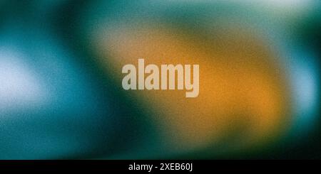Matte green background with bokeh highlights wave, blurred abstract background with grainy noise, rough texture Stock Photo