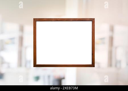 Wooden frame and blank whiteboard in house , copy space for text Stock Photo