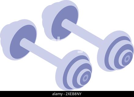 3d isometric illustration of two dumbbells, symbolizing a commitment to physical activity and well being Stock Vector