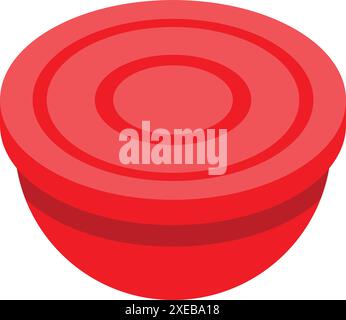 Red round food container, keeping food fresh for long time Stock Vector